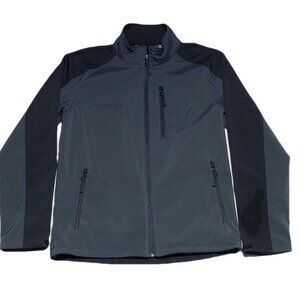 SwissTech Mens Softshell Jacket Water-Resistant Black & Gray Size S